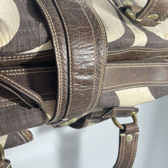 Vintage Y2K Coach Limited Edition Mandy Legacy Brown & Cream Turn Knob Tag - Picture 10 of 15